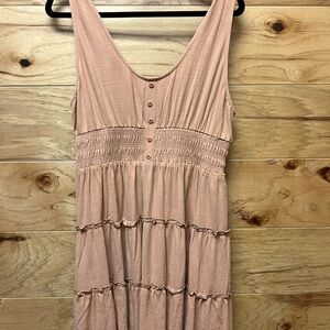 Pink Sleeveless Tiered Dress